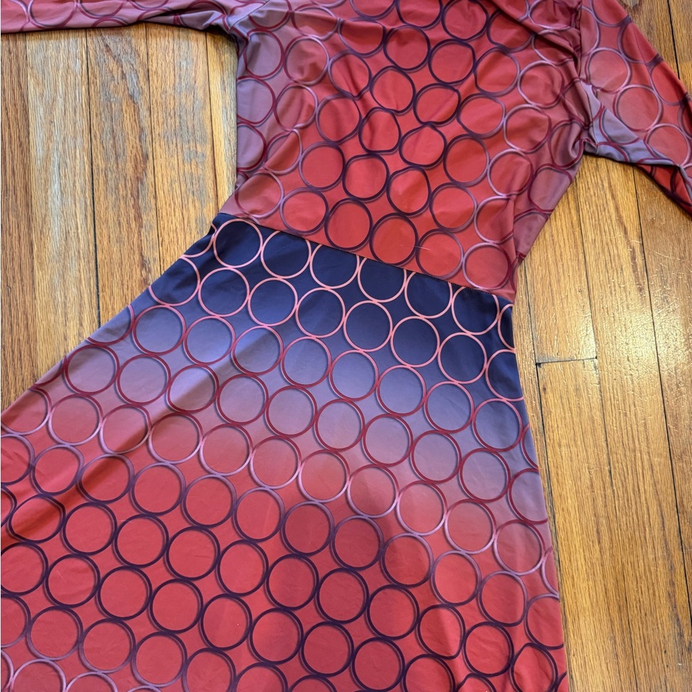 Chic Red And Black Circle Pattern Long Sleeve Dre… - image 6